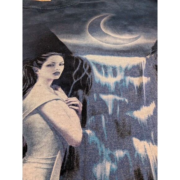 VTG Y2K Mens 3XL Blue Dyed The Mountain Waterfall Fairy Moon Nature T-Shirt XXXL - Picture 4 of 10